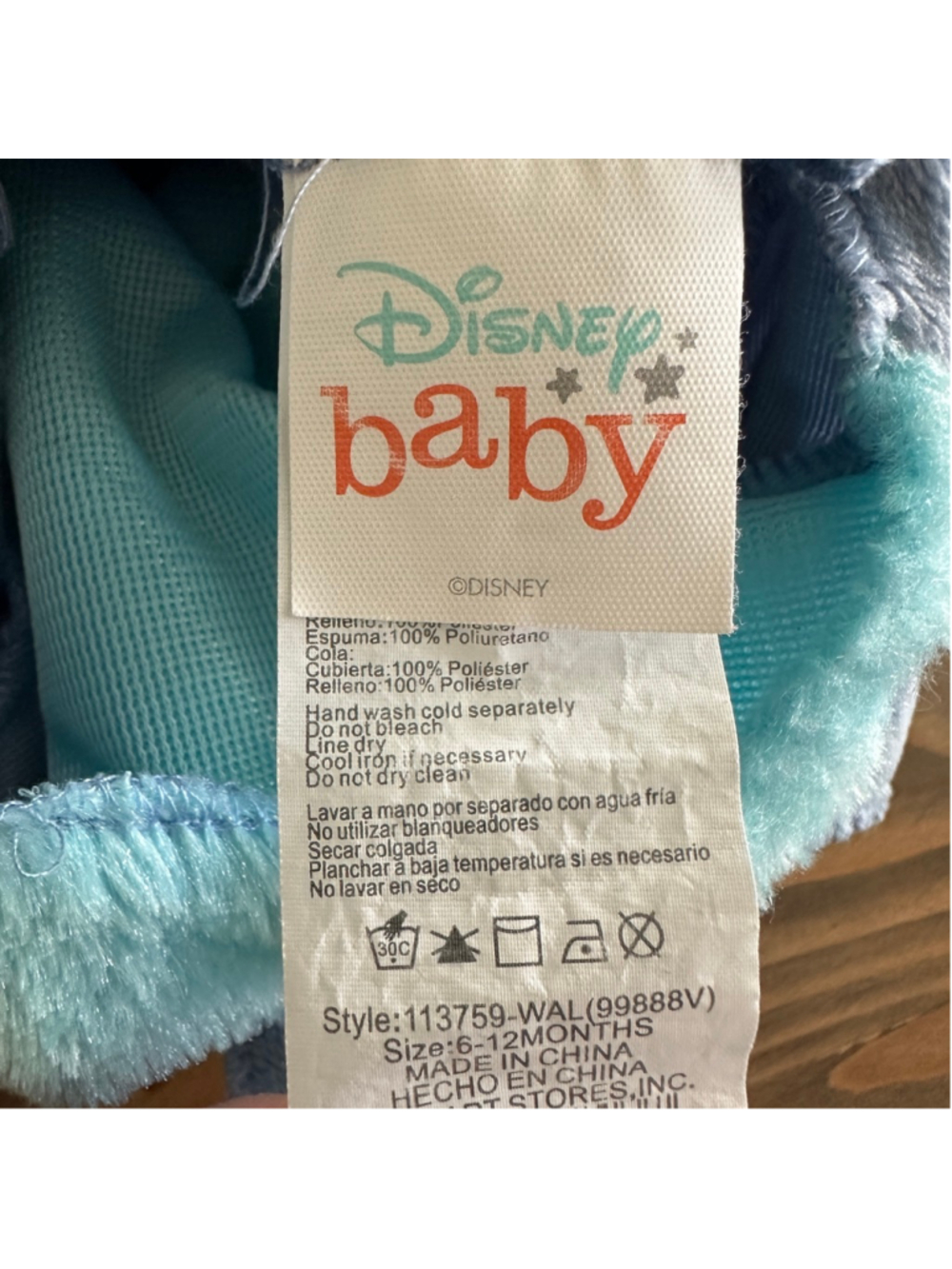 Disney Stitch Costume Baby 6-12 Months Plush Halloween Lilo & Stitch - Picture 2 of 5